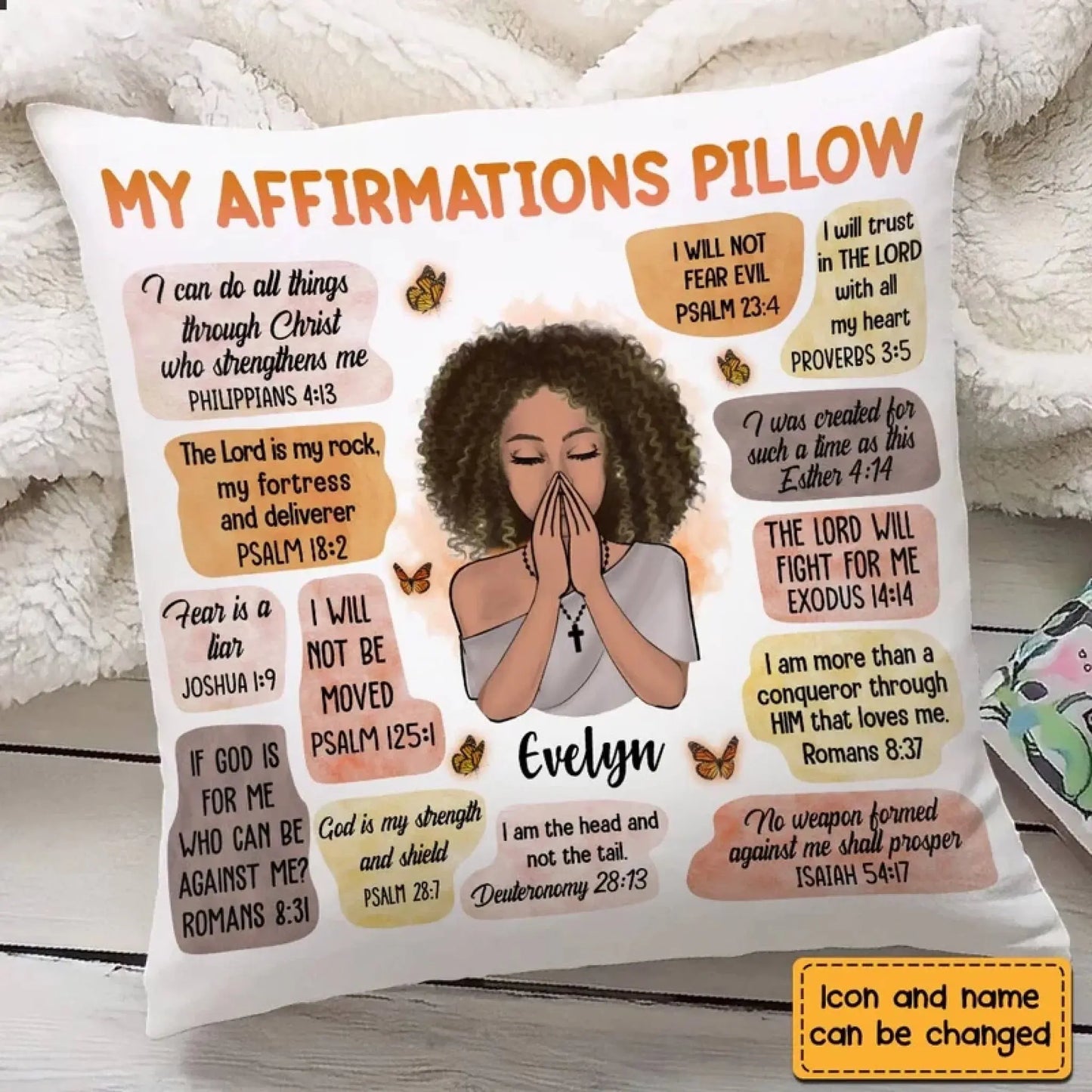 Christian Affirmations God Says I Am – Personalized Throw Pillow Cushion – Meaningful Birthday, Christmas & Faith Encouragement Gift for Her  Ezcustomize