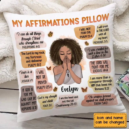 Christian Affirmations God Says I Am – Personalized Throw Pillow Cushion – Meaningful Birthday, Christmas & Faith Encouragement Gift for Her  Ezcustomize