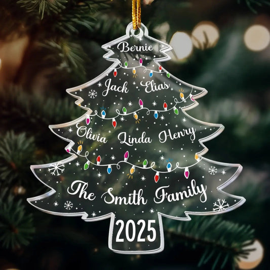 Christmas Tree with Family Names – Custom Acrylic Ornament – Personalized Holiday Gift for Parents, Kids & Loved Ones  Ezcustomize