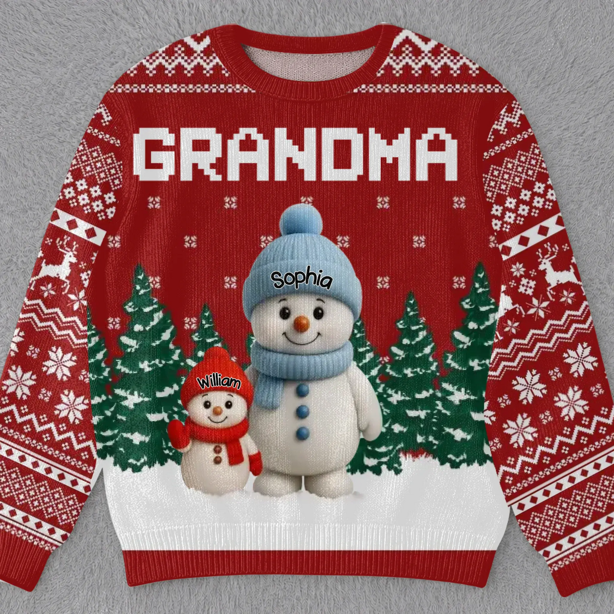Christmas Wonder Glows In Every Smile – Personalized Ugly Christmas Sweatshirt – Funny Holiday & Christmas Gift for Mom, Grandma and Family