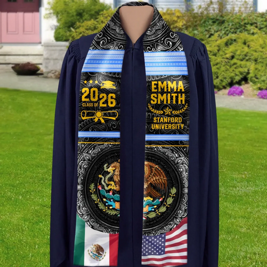 Class of 2026 Custom Name Heritage Country Flag & University - Personalized Graduation Stole/Sash - Gift for Graduates, High School & College Seniors  Ezcustomize
