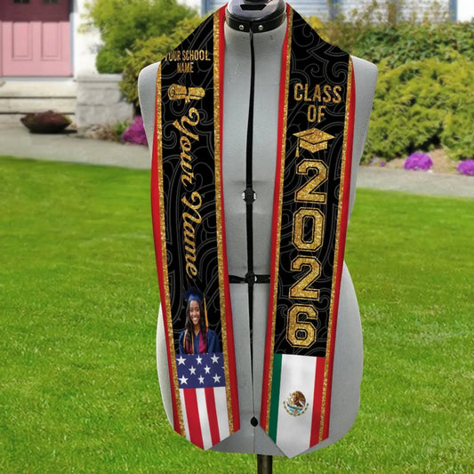 Class of 2026 Custom Photo, Name and Country Flag - Personalized Graduation Stole - Gift for Graduates, Senior Class, Students, 2026 Seniors  Ezcustomize