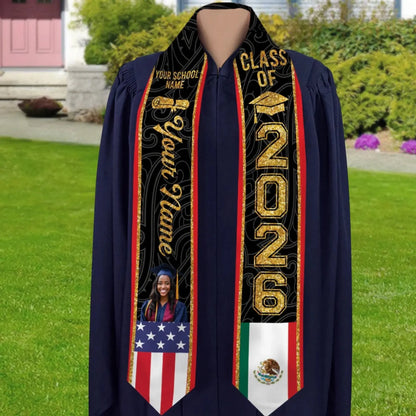 Class of 2026 Custom Photo, Name and Country Flag - Personalized Graduation Stole - Gift for Graduates, Senior Class, Students, 2026 Seniors  Ezcustomize