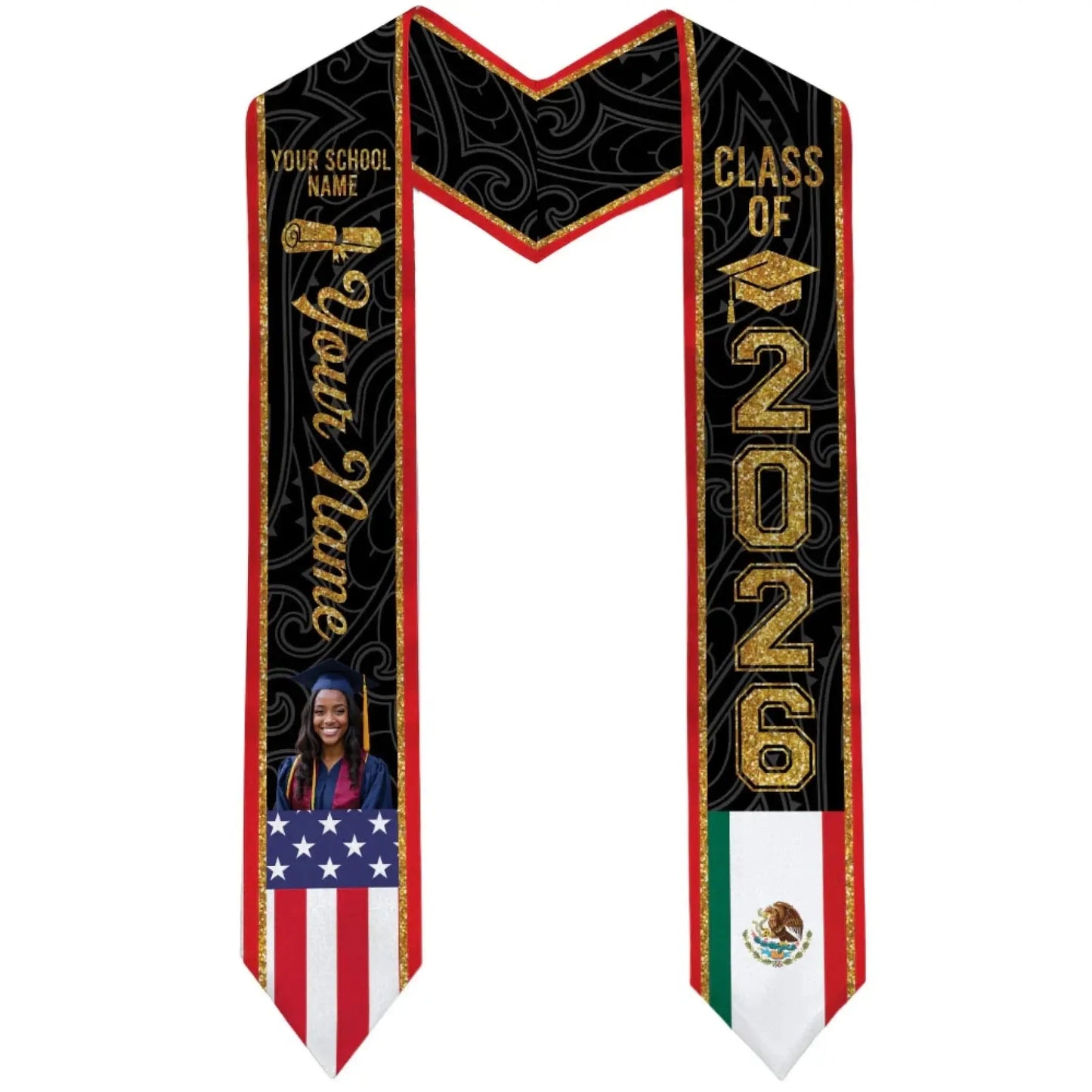 Class of 2026 Custom Photo, Name and Country Flag - Personalized Graduation Stole - Gift for Graduates, Senior Class, Students, 2026 Seniors  Ezcustomize
