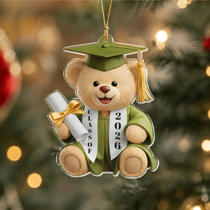 Class of 2026 Graduate Teddy Bear with Diploma and Gown - Personalized Ornament - Gift for Graduate, Student, Son, Daughter, Friend, Classmate
