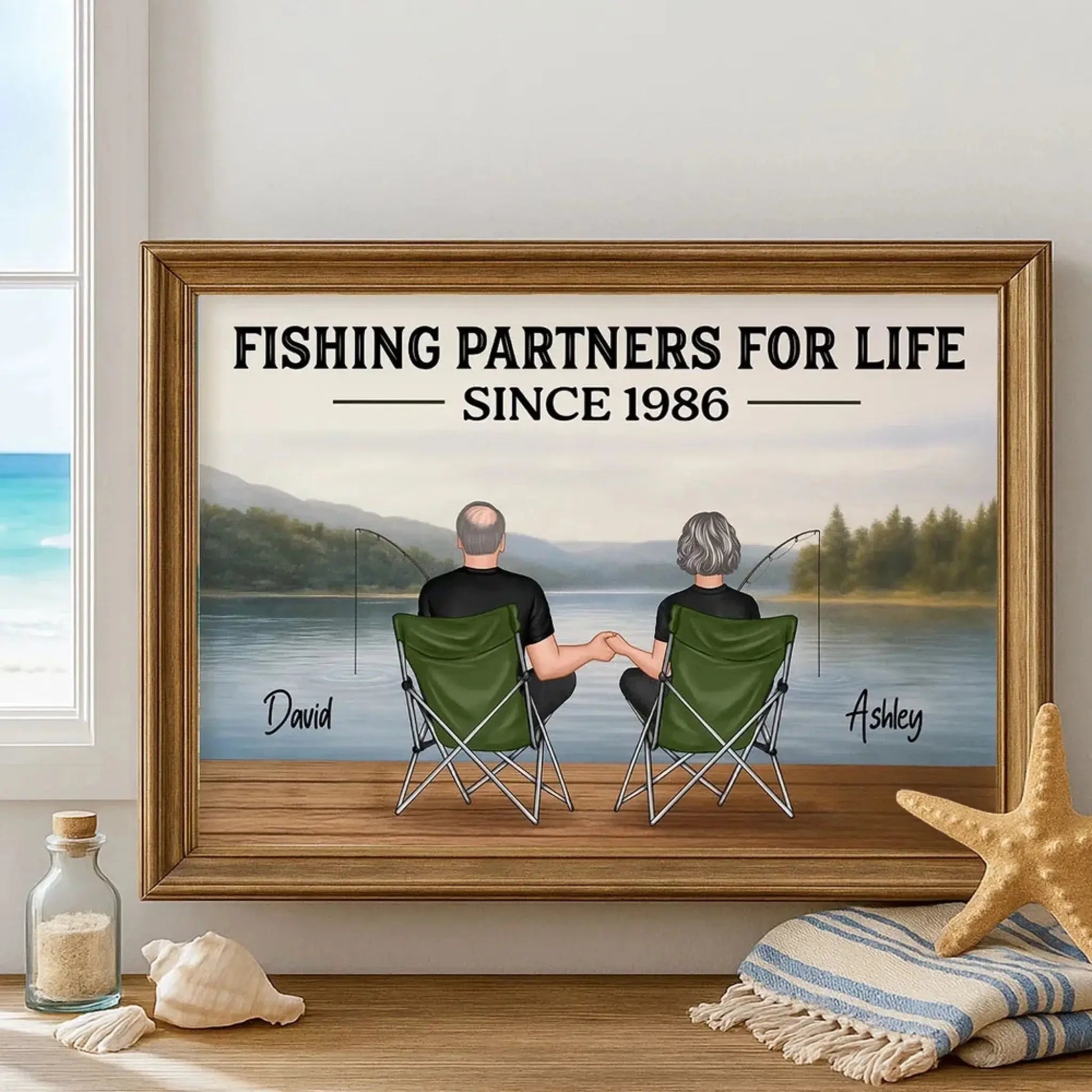 Couple Fishing Partners For Life Personalized Poster|Heartlfelt Gift For Couple, Fishing Lovers, Fishing Partners  Ezcustomize