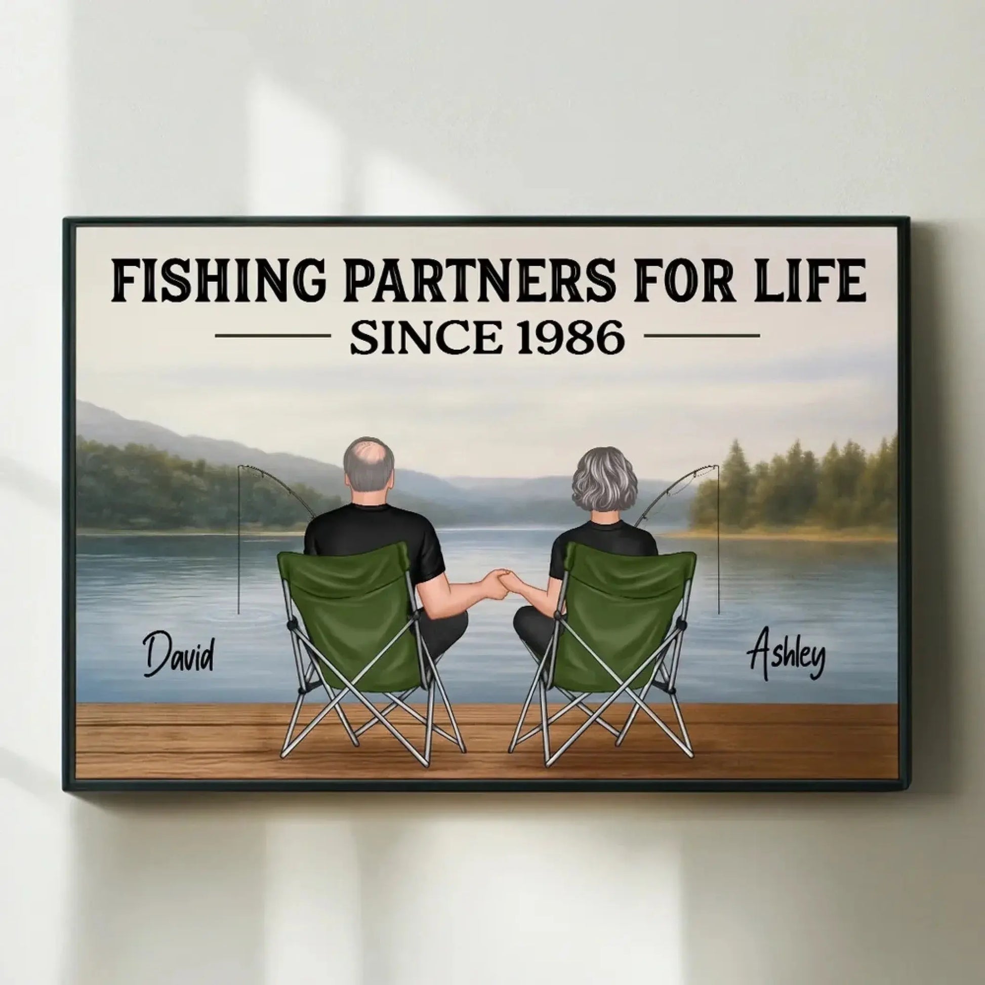 Couple Fishing Partners For Life Personalized Poster|Heartlfelt Gift For Couple, Fishing Lovers, Fishing Partners  Ezcustomize