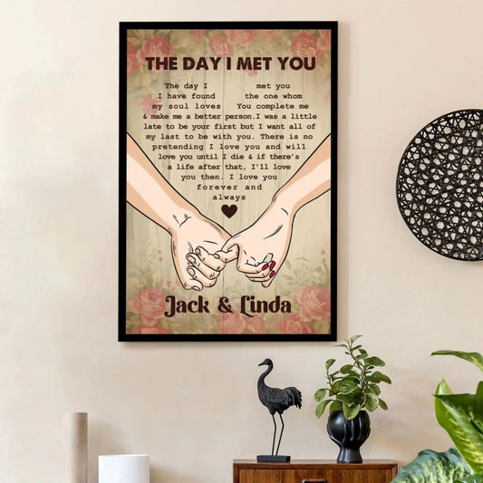 Couple Holding Hands Under Tree – Personalized Vertical Poster/Canvas – Romantic Gift for Anniversaries, Valentine’s Day & Holidays  Ezcustomize