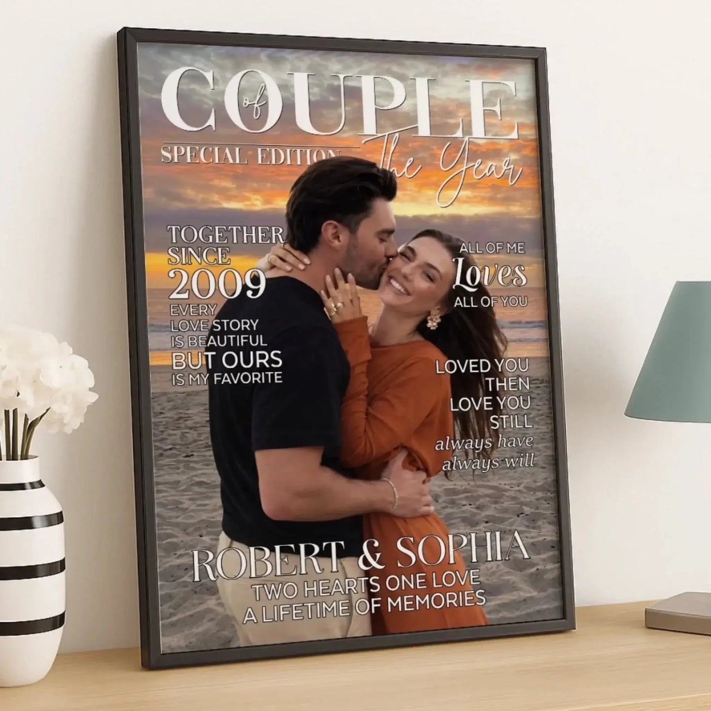 Couple Of The Year Custom Photo – Personalized Vertical Poster Wall Art – Romantic Anniversary & Wedding Gift for Husband and Wife  Ezcustomize