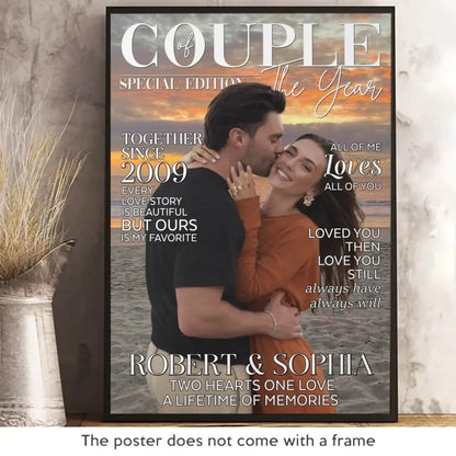 Couple Of The Year Custom Photo – Personalized Vertical Poster Wall Art – Romantic Anniversary & Wedding Gift for Husband and Wife  Ezcustomize
