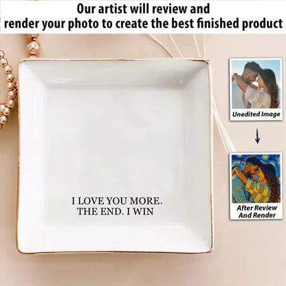 Couple Photo Van Gogh Style Art – Personalized Jewelry Dish Trinket Tray – Romantic Anniversary & Valentine’s Day Gift for Couples  Ezcustomize