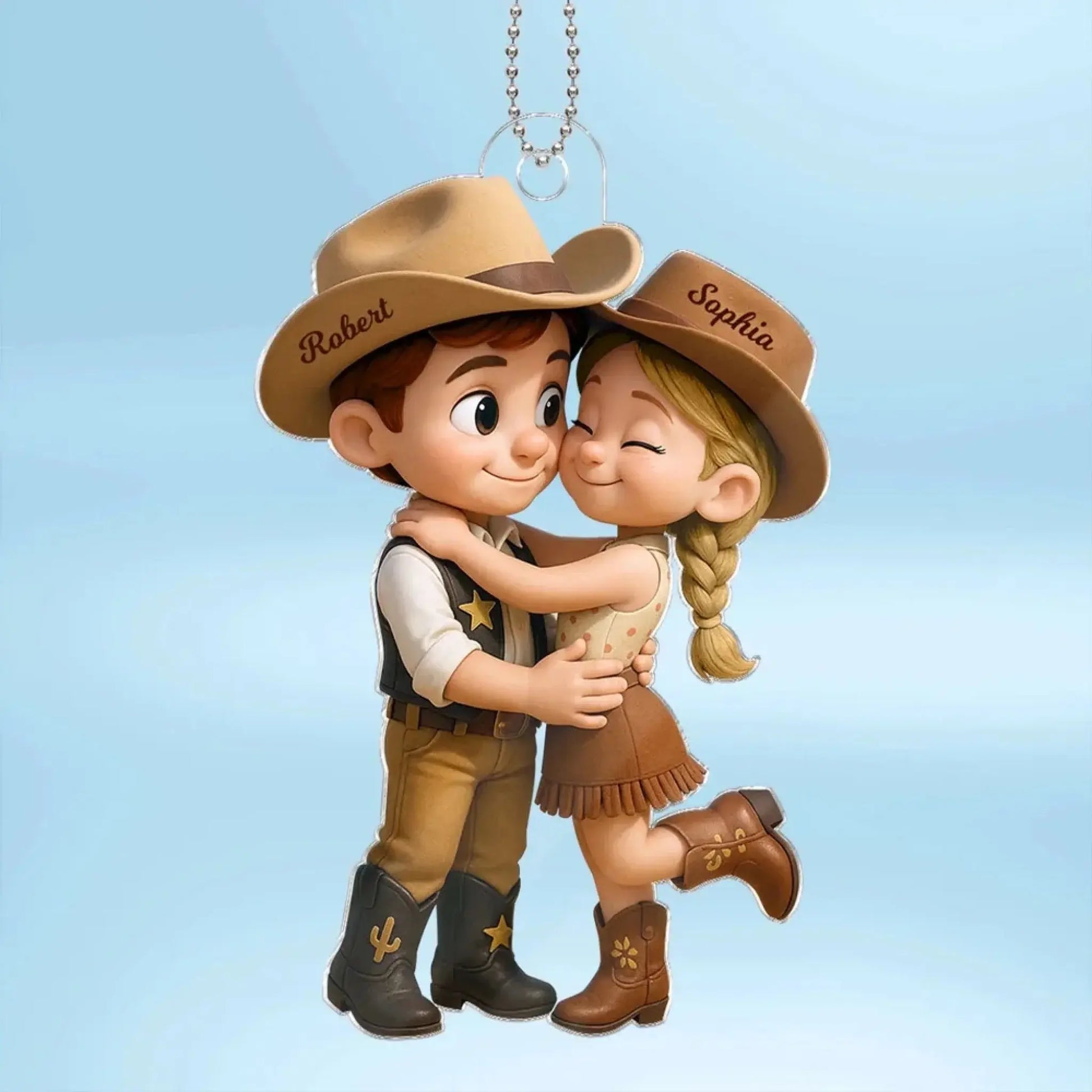 Cowboy & Cowgirl Personalized Acrylic Car Hanger – Cute Couple Gift for Rearview Mirror Decoration  Ezcustomize