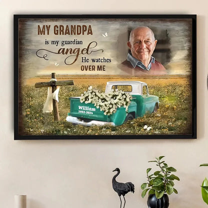 Cross And Flower Car Personalized Memorial Canvas For Dad Father’s Day Gift Ideas  Ezcustomize