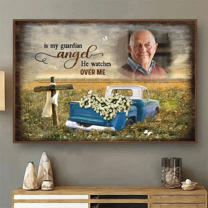 Cross And Flower Car Personalized Memorial Canvas For Dad Father’s Day Gift Ideas  Ezcustomize