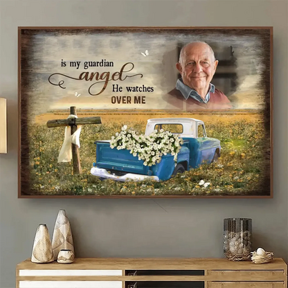 Cross And Flower Car Personalized Memorial Canvas For Dad Father’s Day Gift Ideas  Ezcustomize