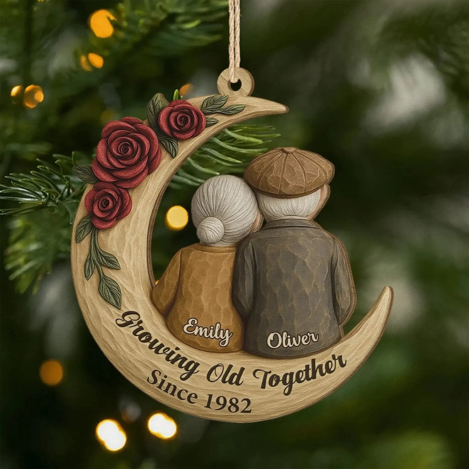 Custom 1 Layered Wood Couple Ornament - From Our First Kiss Till Our Last Breath  Ezcustomize