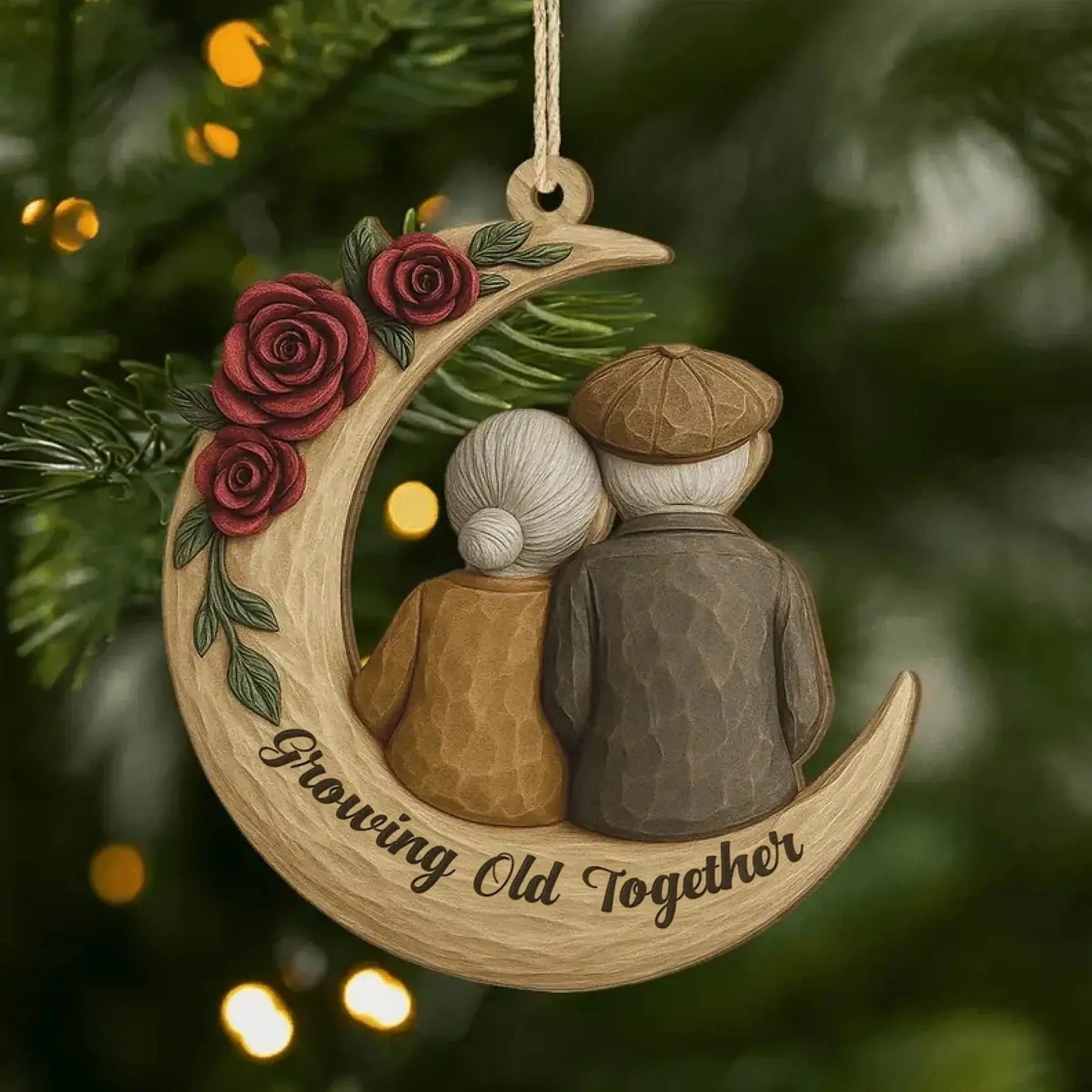 Custom 1 Layered Wood Couple Ornament - From Our First Kiss Till Our Last Breath  Ezcustomize