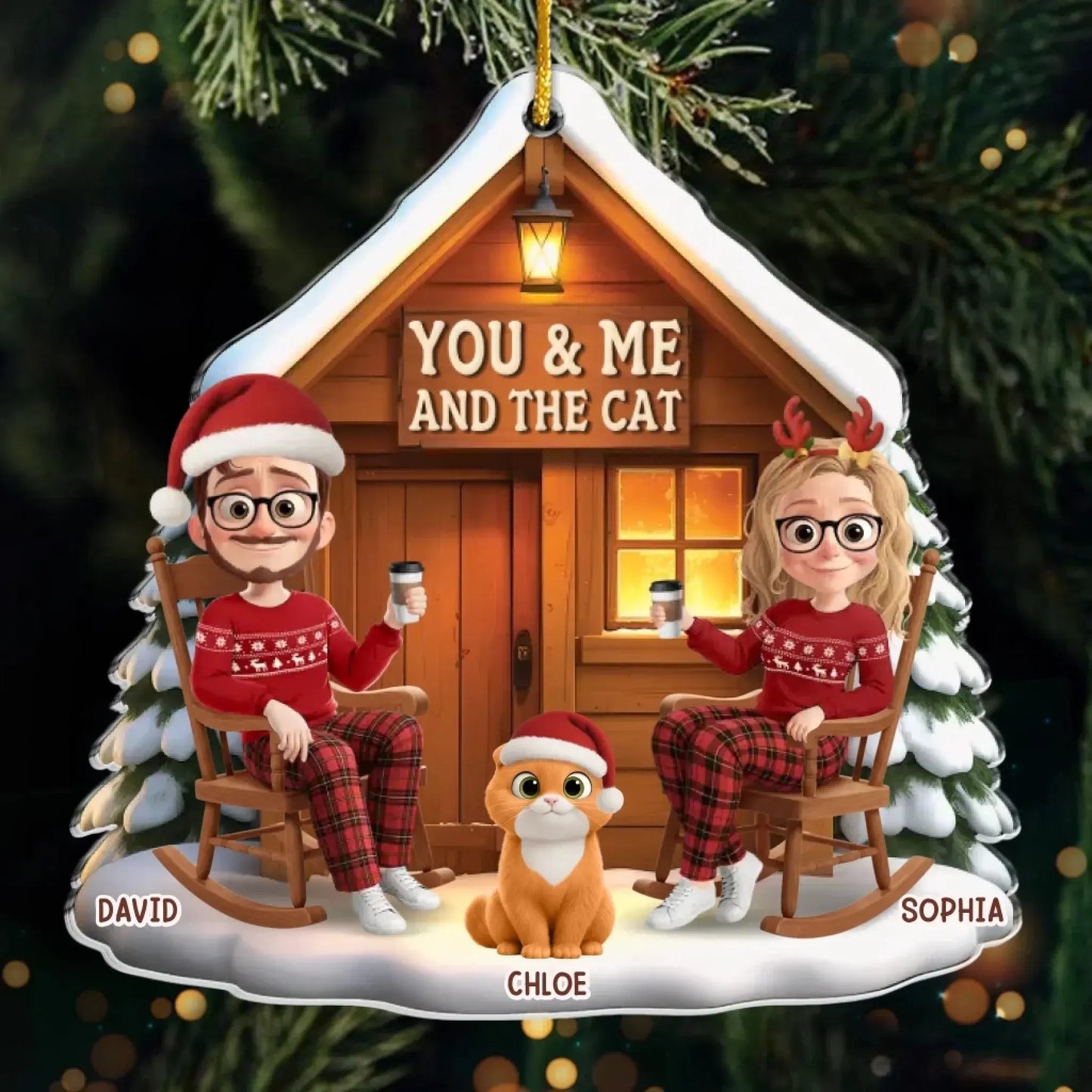 Custom Acrylic Ornament - Personalized Anniversary Christmas Wedding Gifts For Husband And Wife, Cat Mom And Dad - You, Me And The Purr Machine  Ezcustomize