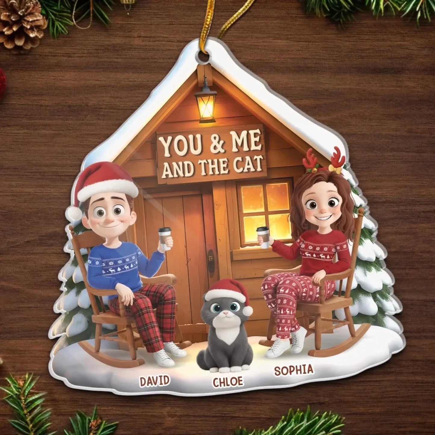 Custom Acrylic Ornament - Personalized Anniversary Christmas Wedding Gifts For Husband And Wife, Cat Mom And Dad - You, Me And The Purr Machine  Ezcustomize