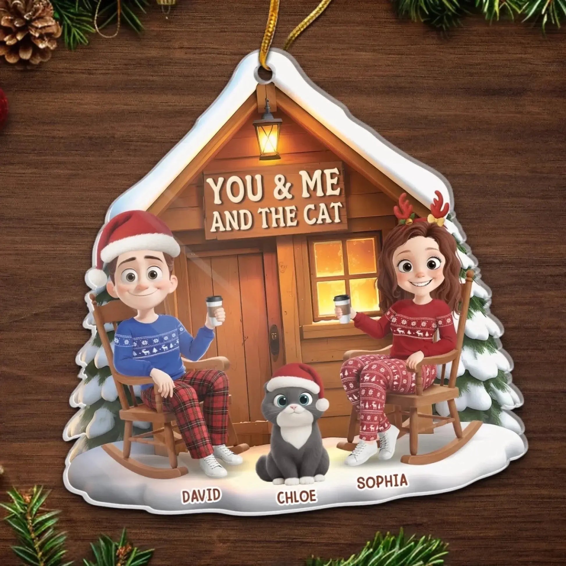 Custom Acrylic Ornament - Personalized Anniversary Christmas Wedding Gifts For Husband And Wife, Cat Mom And Dad - You, Me And The Purr Machine  Ezcustomize