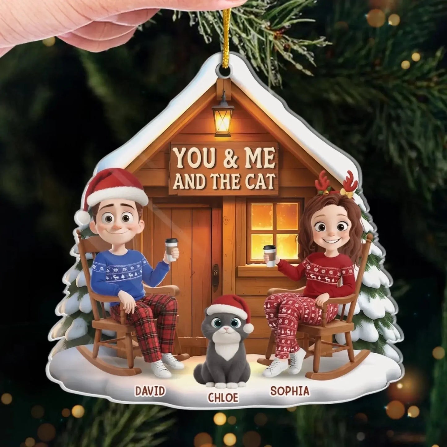 Custom Acrylic Ornament - Personalized Anniversary Christmas Wedding Gifts For Husband And Wife, Cat Mom And Dad - You, Me And The Purr Machine  Ezcustomize