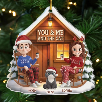 Custom Acrylic Ornament - Personalized Anniversary Christmas Wedding Gifts For Husband And Wife, Cat Mom And Dad - You, Me And The Purr Machine  Ezcustomize