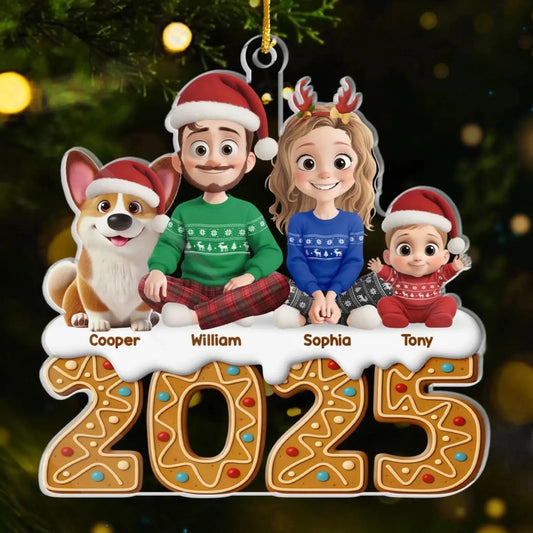 Custom Acrylic Ornament - Personalized Christmas Birthday Gifts For Family, Dog Cat Lovers - Gingerbread Dreams, Family Themes  Ezcustomize