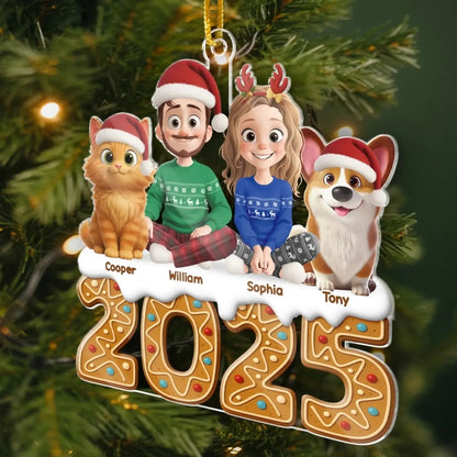 Custom Acrylic Ornament - Personalized Christmas Birthday Gifts For Family, Dog Cat Lovers - Gingerbread Dreams, Family Themes  Ezcustomize