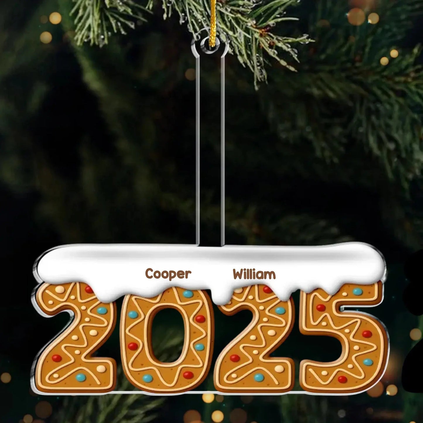 Custom Acrylic Ornament - Personalized Christmas Birthday Gifts For Family, Dog Cat Lovers - Gingerbread Dreams, Family Themes  Ezcustomize