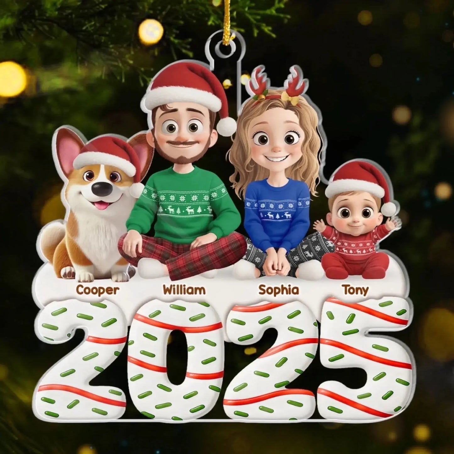 Custom Acrylic Ornament - Personalized Christmas Birthday Gifts For Family, Dog Cat Lovers - Happiness Baked Into Every Moment  Ezcustomize