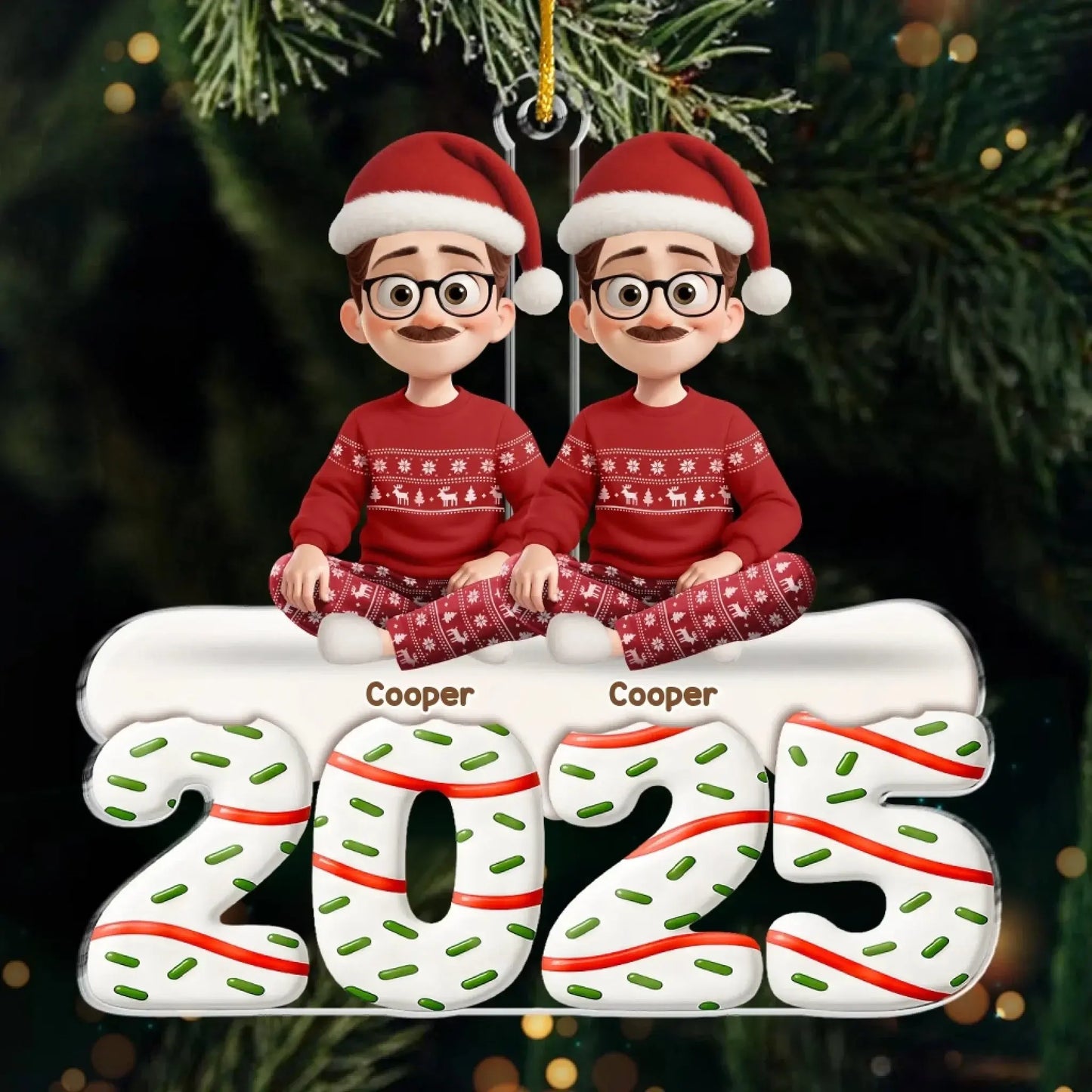 Custom Acrylic Ornament - Personalized Christmas Birthday Gifts For Family, Dog Cat Lovers - Happiness Baked Into Every Moment  Ezcustomize