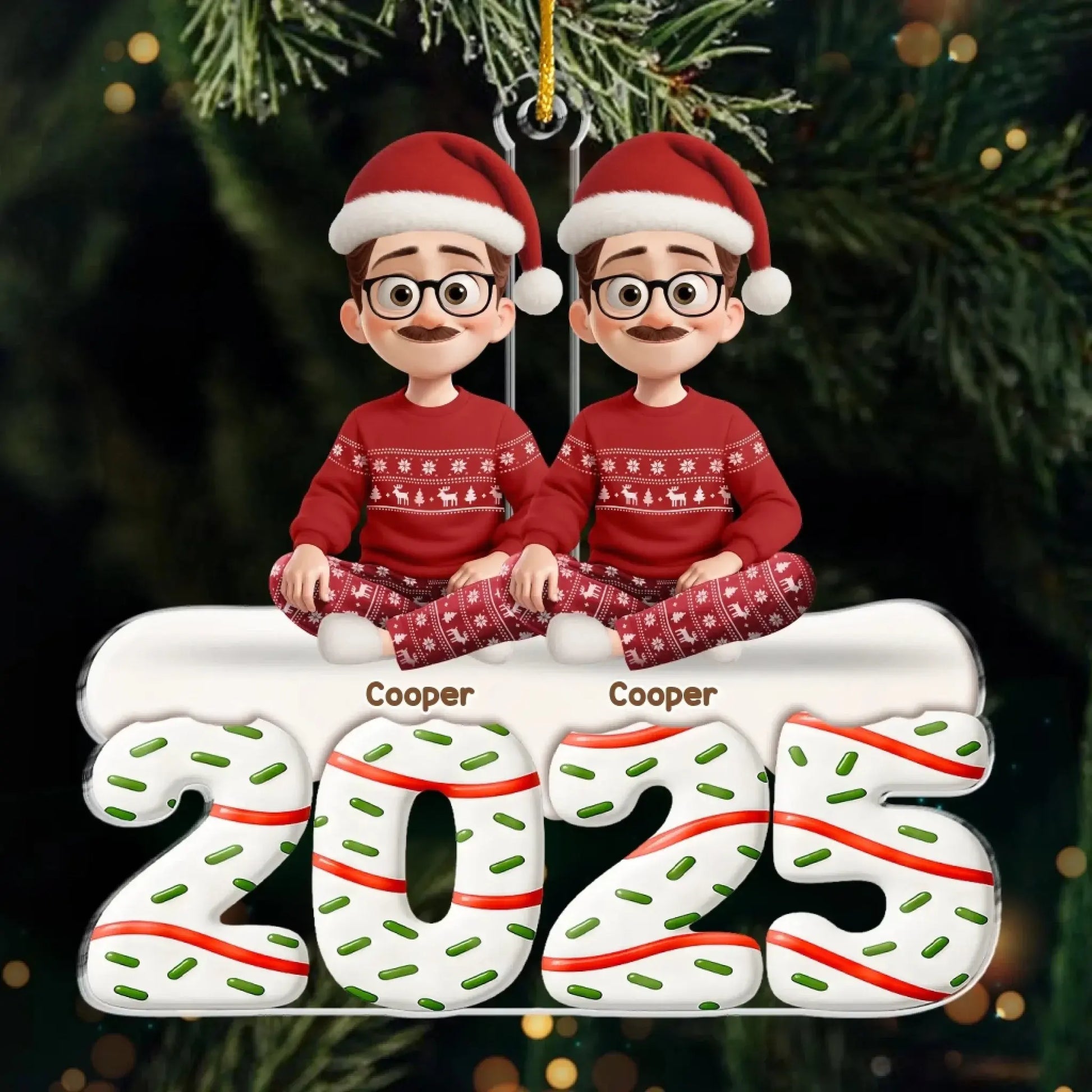 Custom Acrylic Ornament - Personalized Christmas Birthday Gifts For Family, Dog Cat Lovers - Happiness Baked Into Every Moment  Ezcustomize