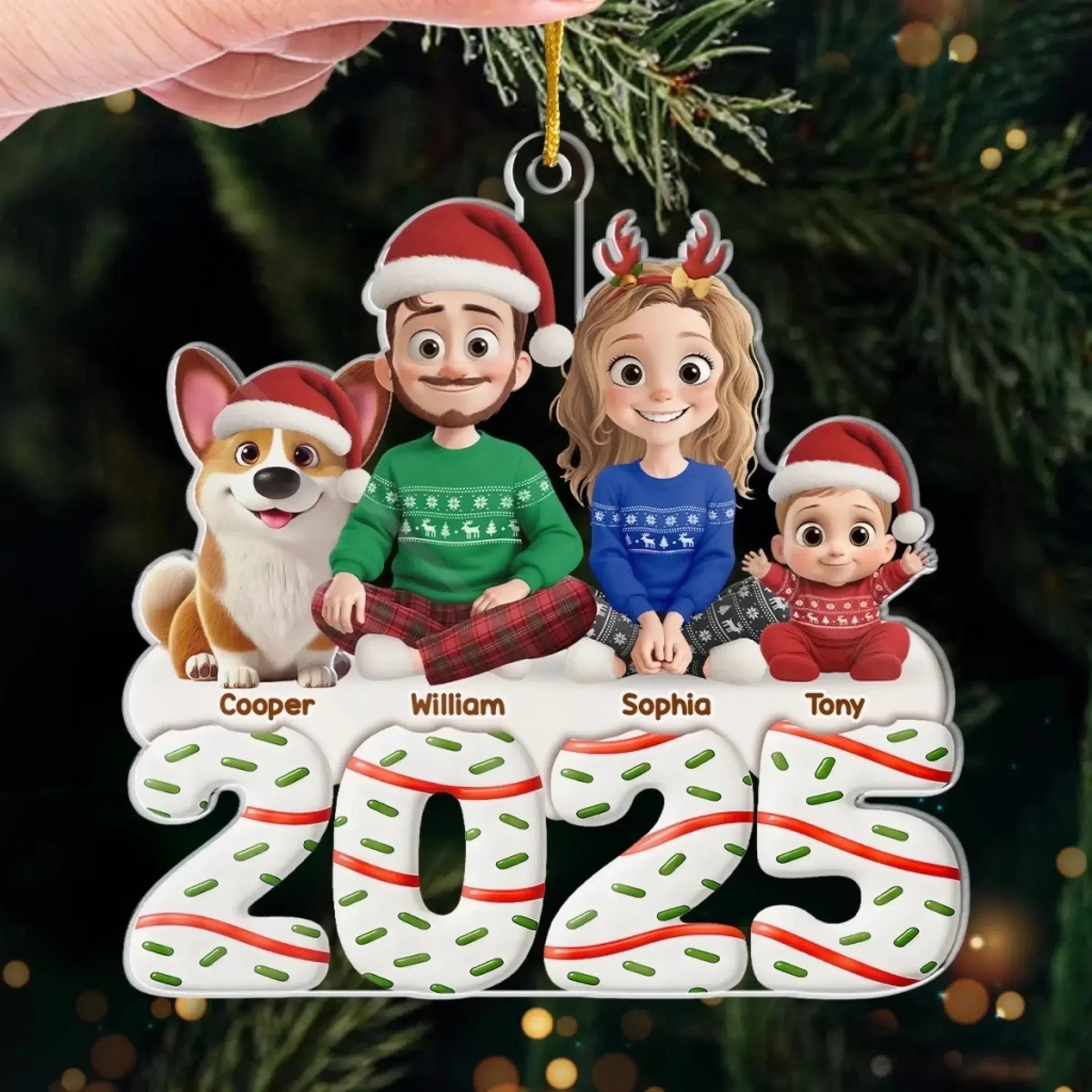 Custom Acrylic Ornament - Personalized Christmas Birthday Gifts For Family, Dog Cat Lovers - Happiness Baked Into Every Moment  Ezcustomize