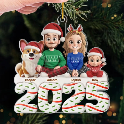 Custom Acrylic Ornament - Personalized Christmas Birthday Gifts For Family, Dog Cat Lovers - Happiness Baked Into Every Moment  Ezcustomize