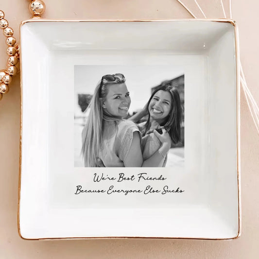 Custom Bestie Photo – Personalized Trinket Tray Jewelry Dish – Cute Friendship Thank You & Birthday Gift for Best Friend  Ezcustomize