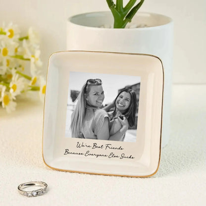 Custom Bestie Photo – Personalized Trinket Tray Jewelry Dish – Cute Friendship Thank You & Birthday Gift for Best Friend  Ezcustomize