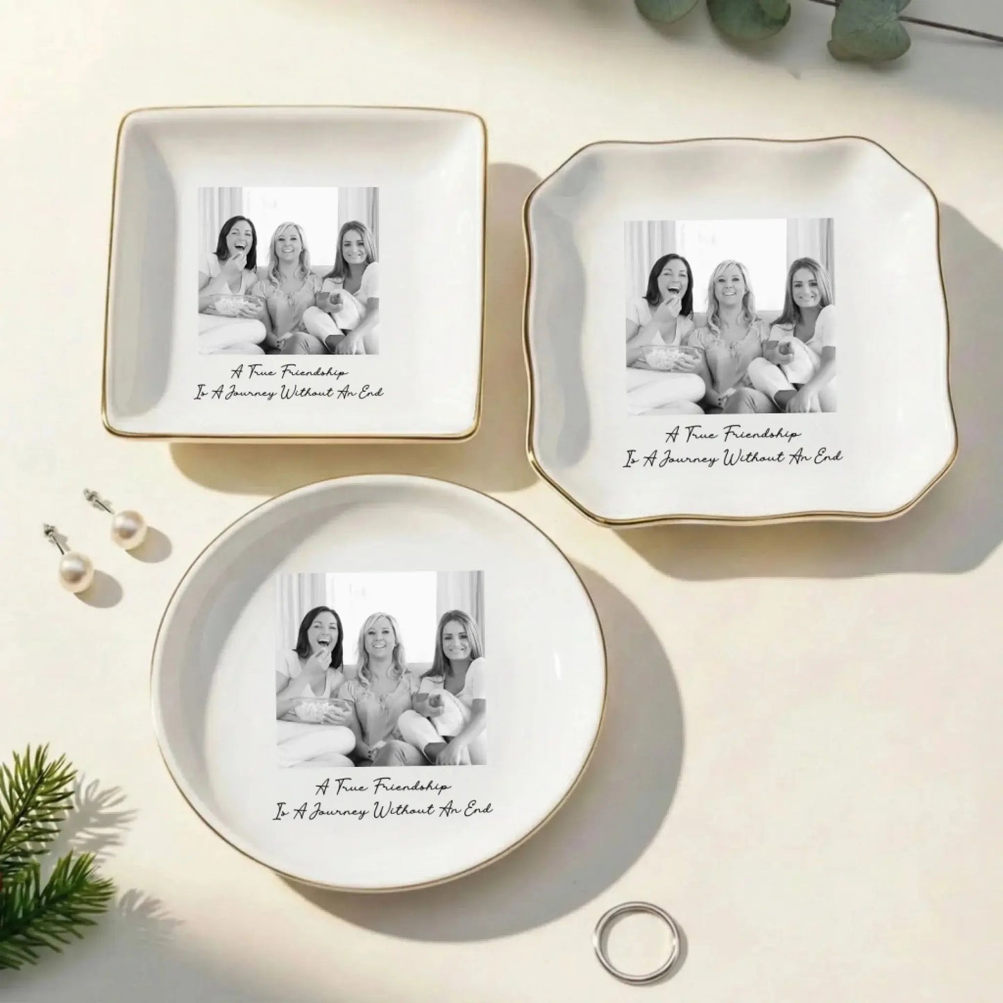Custom Bestie Photo – Personalized Trinket Tray Jewelry Dish – Cute Friendship Thank You & Birthday Gift for Best Friend  Ezcustomize