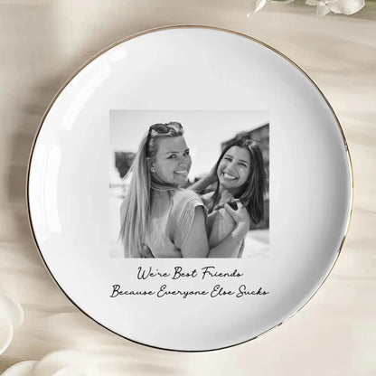 Custom Bestie Photo – Personalized Trinket Tray Jewelry Dish – Cute Friendship Thank You & Birthday Gift for Best Friend  Ezcustomize