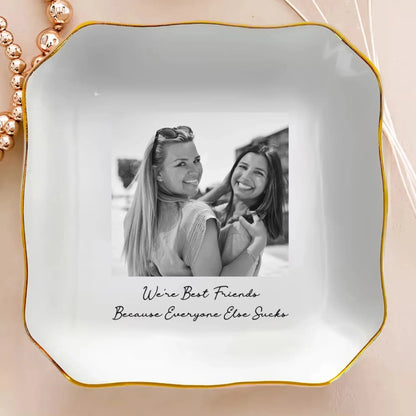 Custom Bestie Photo – Personalized Trinket Tray Jewelry Dish – Cute Friendship Thank You & Birthday Gift for Best Friend  Ezcustomize