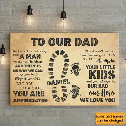 Custom Camo Footprints Canvas/Poster - Personalized Gift for Dad’s Special Moments  Ezcustomize