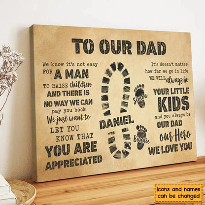 Custom Camo Footprints Canvas/Poster - Personalized Gift for Dad’s Special Moments  Ezcustomize