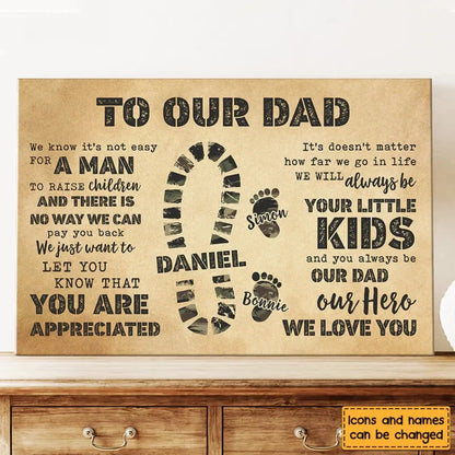 Custom Camo Footprints Canvas/Poster - Personalized Gift for Dad’s Special Moments  Ezcustomize