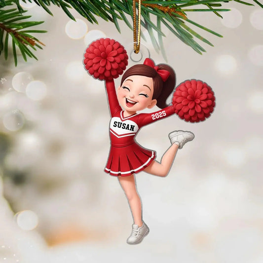 Custom Cheerleader Girl Ornament – 3D Effect Acrylic Keepsake – Perfect Christmas Gift for Little Cheerleader  Ezcustomize