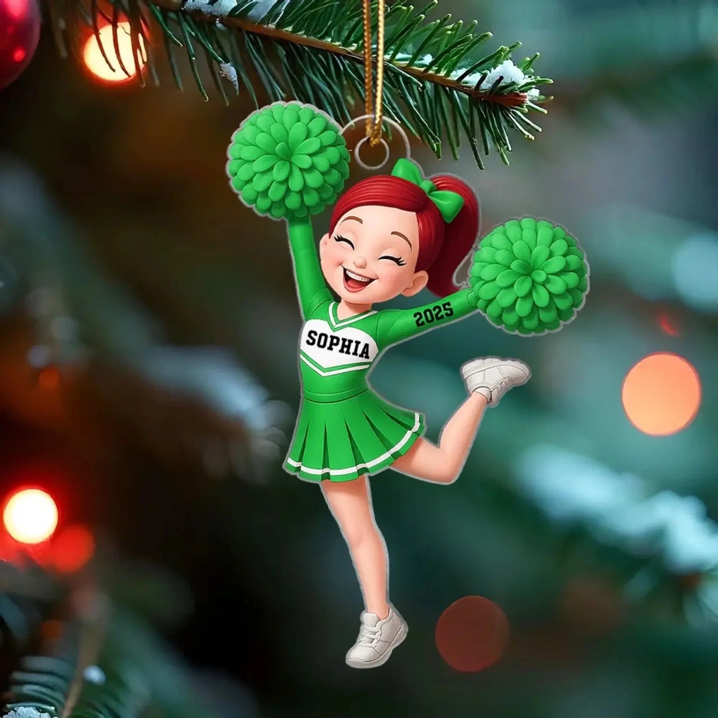 Custom Cheerleader Girl Ornament – 3D Effect Acrylic Keepsake – Perfect Christmas Gift for Little Cheerleader  Ezcustomize