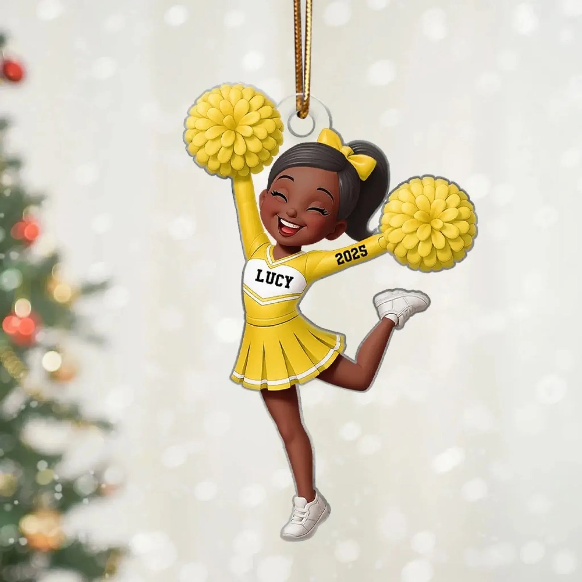 Custom Cheerleader Girl Ornament – 3D Effect Acrylic Keepsake – Perfect Christmas Gift for Little Cheerleader  Ezcustomize