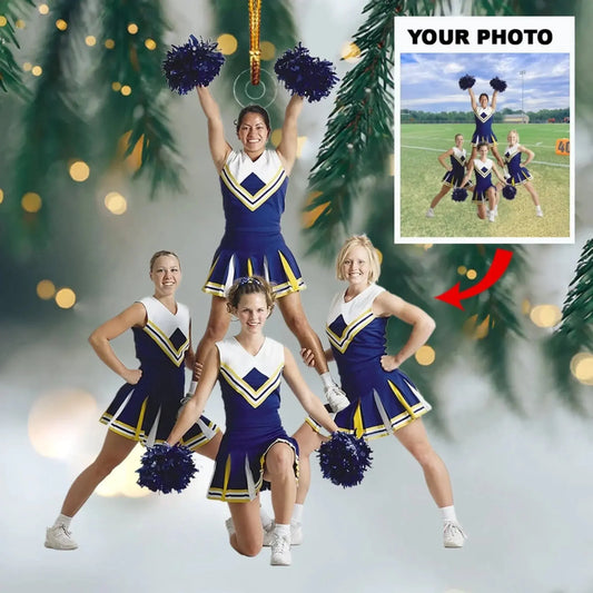 Custom Cheerleading Photo Ornament – Personalized Gift for Cheer Friends, Girls Squad, Cheer Team Christmas Keepsake  Ezcustomize