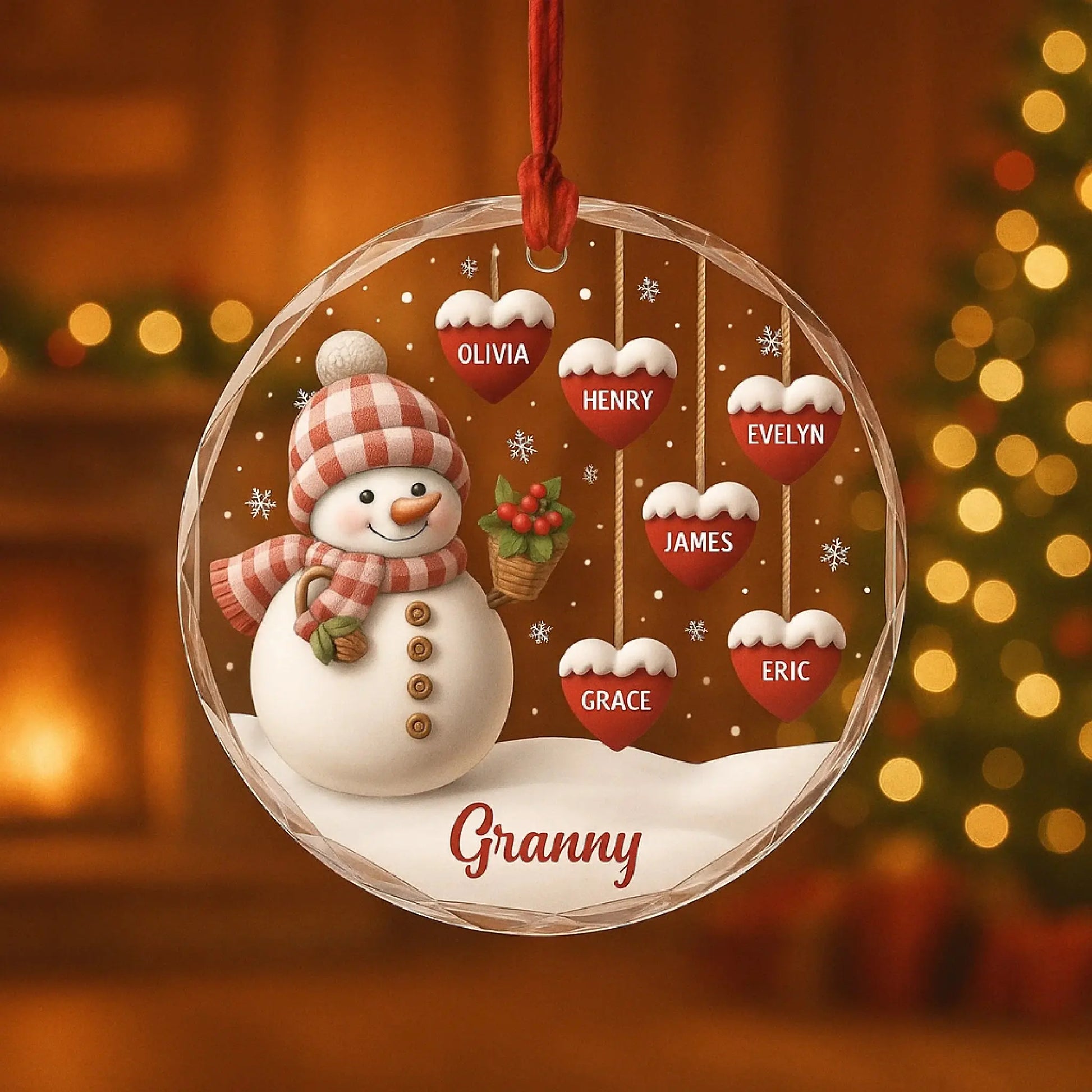 Custom Christmas Tree Decoration - Personalized Glass Ornaments - Unique Holiday Gift for Grandma/Grandpa/Mom/Dad  Ezcustomize