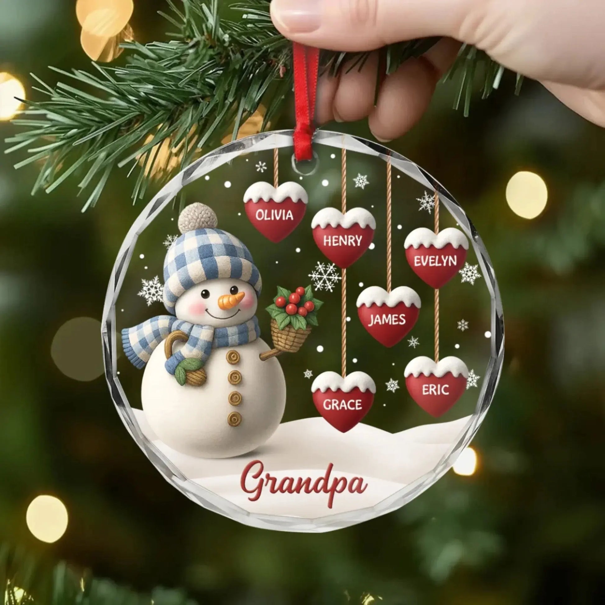 Custom Christmas Tree Decoration - Personalized Glass Ornaments - Unique Holiday Gift for Grandma/Grandpa/Mom/Dad  Ezcustomize
