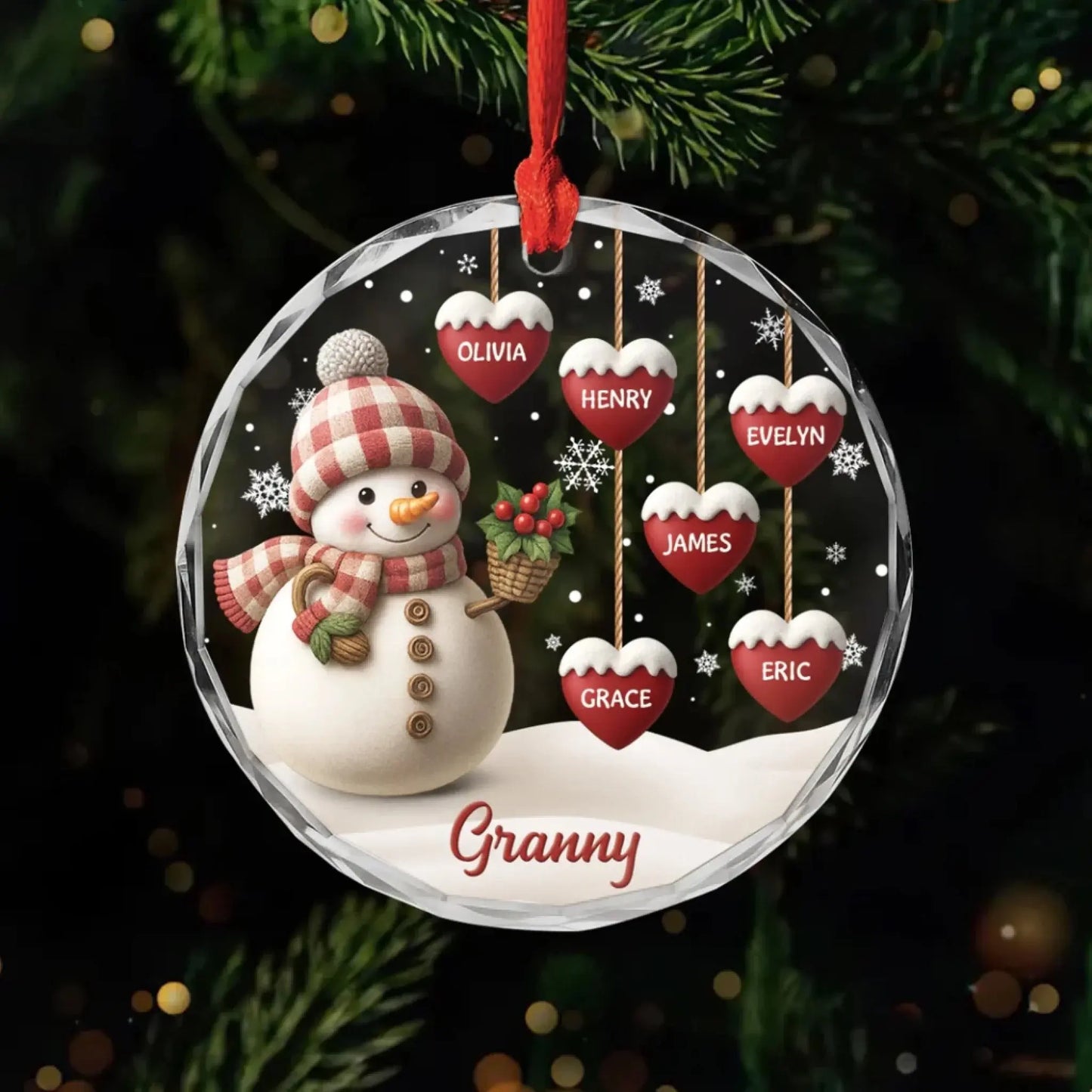 Custom Christmas Tree Decoration - Personalized Glass Ornaments - Unique Holiday Gift for Grandma/Grandpa/Mom/Dad  Ezcustomize