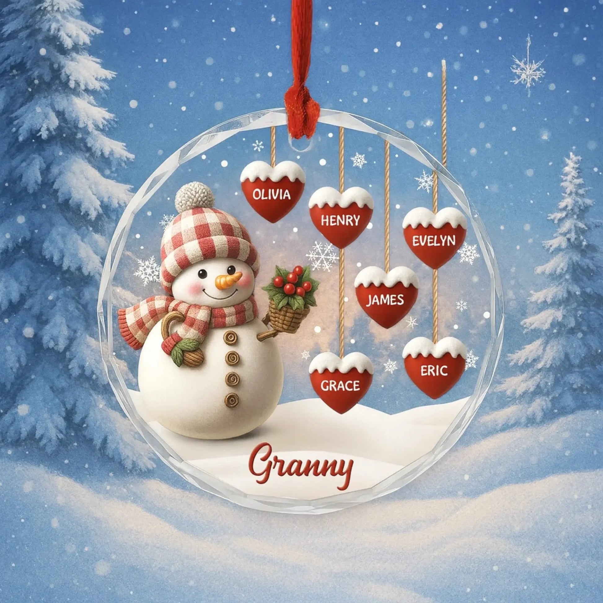 Custom Christmas Tree Decoration - Personalized Glass Ornaments - Unique Holiday Gift for Grandma/Grandpa/Mom/Dad  Ezcustomize